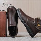 Xajzpa - Men Shoes Winter Genuine Leather Loafers Breathable Autumn Comfortable Casual Outdoor