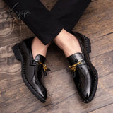 Xajzpa - Men Tassel Loafers Mens Leather Man Shoes Mocassin Homme Calzado Hombre Zapatos De