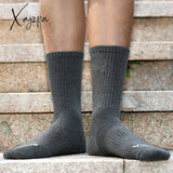 Xajzpa Men Thick Breathable Cotton Cushion Crew Outdoor Sports Hiking Trekking Socks Work Boot For