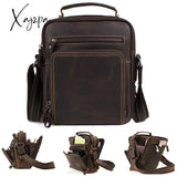 Xajzpa - Men Top Layer Cowhide Genuine Leather Shoulder Bag Handbags Business Travel Retro Messenger Sling Bags Crossbody Pack for Male