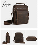 Xajzpa - Men Top Layer Cowhide Genuine Leather Shoulder Bag Handbags Business Travel Retro