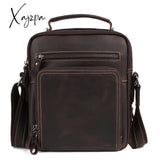 Xajzpa - Men Top Layer Cowhide Genuine Leather Shoulder Bag Handbags Business Travel Retro