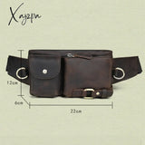 Xajzpa - Men Waist Belt Bag Fanny Pack Purse Genuine Leather Cross Body Shouder Travel Male Real