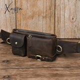 Xajzpa - Men Waist Belt Bag Fanny Pack Purse Genuine Leather Cross Body Shouder Travel Male Real