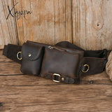 Xajzpa - Men Waist Belt Bag Fanny Pack Purse Genuine Leather Cross Body Shouder Travel Male Real