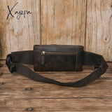 Xajzpa - Men Waist Belt Bag Fanny Pack Purse Genuine Leather Cross Body Shouder Travel Male Real