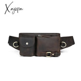 Xajzpa - Men Waist Belt Bag Fanny Pack Purse Genuine Leather Cross Body Shouder Travel Male Real