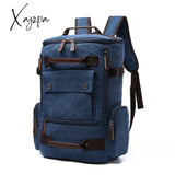 Xajzpa - Men’s Backpack Vintage Canvas School Bag Travel Bags Large Capacity Laptop High Qualit Blue