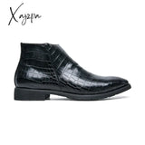 Xajzpa - Men’s Boots Zip Black Brown Low-Heeled Business Handmade Cowboy Botas De Trabajo Hombre