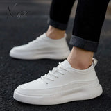 Xajzpa - Men’s Casual Shoes Leather Handmade Loafers Brand Men Flat Moccasins White Sneakers