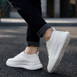 Xajzpa - Men’s Casual Shoes Leather Handmade Loafers Brand Men Flat Moccasins White Sneakers