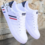 Xajzpa - Men’s Casual Shoes Lightweight Breathable Men Flat Lace-Up Sneakers White Business