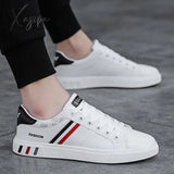 Xajzpa - Men’s Casual Shoes Lightweight Breathable Men Flat Lace-Up Sneakers White Business