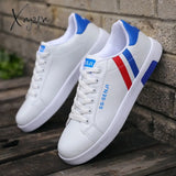 Xajzpa - Men’s Casual Shoes Lightweight Breathable Men Flat Lace-Up Sneakers White Business