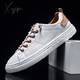 Xajzpa - Men’s Casual Shoes Lightweight Breathable Men Flat Lace-Up Sneakers White Business