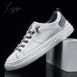 Xajzpa - Men’s Casual Shoes Lightweight Breathable Men Flat Lace-Up Sneakers White Business