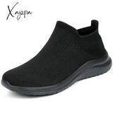 Xajzpa - Men’s Casual Sneakers Knitting Mesh Comfortable Socks Walking Shoes Light Men Black / 37