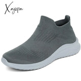 Xajzpa - Men’s Casual Sneakers Knitting Mesh Comfortable Socks Walking Shoes Light Men Gray / 37