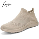 Xajzpa - Men’s Casual Sneakers Knitting Mesh Comfortable Socks Walking Shoes Light Men Khaki / 37