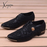 Xajzpa - Men’s Dress Shoe Clould Patent Leather Men Wedding Oxford Shoes Lace-Up Office Suit