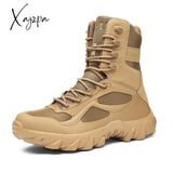 Xajzpa - Men’s Fashion Military Combat Motocycle Boot Mens Ankle Tactical Army Male Shoes Work