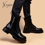 Xajzpa - mens fashion party nightclub dresses natural leather platform shoes handsome cowboy boot ankle botas masculinas zapatos hombre