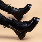 Xajzpa - Mens Fashion Party Nightclub Dresses Natural Leather Platform Shoes Handsome Cowboy Boot