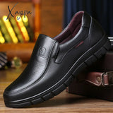 Xajzpa - Men’s Genuine Leather Shoes 38-46 Head Soft Anti-Slip Rubber Loafers Man Casual Real