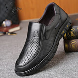 Xajzpa - Men’s Genuine Leather Shoes 38-46 Head Soft Anti-Slip Rubber Loafers Man Casual Real