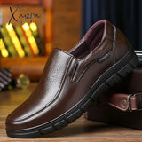 Xajzpa - Men’s Genuine Leather Shoes 38-46 Head Soft Anti-Slip Rubber Loafers Man Casual Real