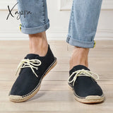 Xajzpa - Men’s Hemp Insole Black And White Summer Fisherman’s Casual Shoes National Style Soled Flat