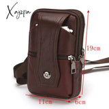 Xajzpa - Men's High Quality PU Waist Bag Business Casual Magnetic Ag Leather Waist Bag Belt Holder For Man Outdoor Sports Running Bags