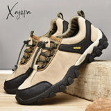 Xajzpa - Men’s Hiking Shoes Suede Leather Wear-Resistant Outdoor Hunting Men Sport Trekking