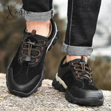 Xajzpa - Men’s Hiking Shoes Suede Leather Wear-Resistant Outdoor Hunting Men Sport Trekking