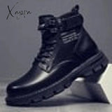 Xajzpa - Men’s Motorcycle Boots Comfortable Platform Men‘s’ Outdoor High Top Leather Fashion