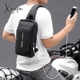 Men's Multifunction Anti-theft USB Shoulder Bag Man Crossbody Cross body Travel Sling Chest Bags Pack Messenger Pack For Male jsvery