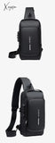 Men's Multifunction Anti-theft USB Shoulder Bag Man Crossbody Cross body Travel Sling Chest Bags Pack Messenger Pack For Male jsvery