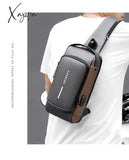 Men's Multifunction Anti-theft USB Shoulder Bag Man Crossbody Cross body Travel Sling Chest Bags Pack Messenger Pack For Male jsvery