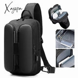 Xajzpa - Men’s Multifunction Shoulder Bag Usb Crossbody Sling Chest Bags Waterproof Travel