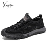 Xajzpa - Men’s Outdoor Shoes Fashion Leather Footwear Breathable Summer Mountain Shoe Men Leisure