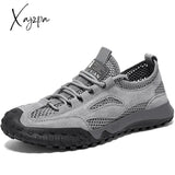 Xajzpa - Men’s Outdoor Shoes Fashion Leather Footwear Breathable Summer Mountain Shoe Men Leisure