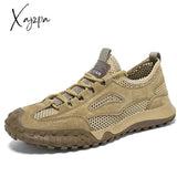 Xajzpa - Men’s Outdoor Shoes Fashion Leather Footwear Breathable Summer Mountain Shoe Men Leisure