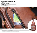 Xajzpa - Men’s Retro Top Layer Cowhide Genuine Leather Shoulder Bags Pack Usb Crossbody Travel