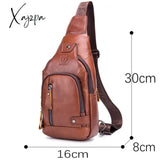 Xajzpa - Men’s Retro Top Layer Cowhide Genuine Leather Shoulder Bags Pack Usb Crossbody Travel