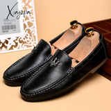 Xajzpa - Mens Shoes Casual Brands Slip On Formal Luxury Men Loafers Moccasins Genuine Leather