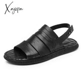 Xajzpa - Men’s Summer Sandals Genuine Leather Gladiator Fashion Ankle Shoes Men Retro Flats