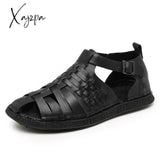 Xajzpa - Men’s Summer Sandals Genuine Leather Gladiator Fashion Ankle Shoes Men Retro Flats