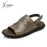 Xajzpa - Men’s Summer Sandals Genuine Leather Gladiator Fashion Ankle Shoes Men Retro Flats