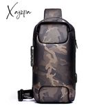 Xajzpa - Men’s Waterproof Usb Oxford Crossbody Bag Anti-Theft Shoulder Sling Multifunction Short