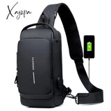 Xajzpa - Men’s Waterproof Usb Oxford Crossbody Bag Anti-Theft Shoulder Sling Multifunction Short